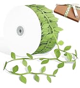 Naidiler Leaf Ribbon, 60 Yards Artificial Green Ribbons for Crafts, Grass Olive Green Leaf Trim R...
