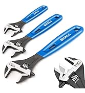 SHALL 3-Piece Adjustable Wrench Set, 10/8/6 Inch Cr-V Steel Wrench with Cushion Grip, Wide Jaw Bl...