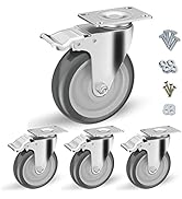 5 inch Caster Wheels, Casters Set of 4 Heavy Duty - CLOATFET Locking Swivel Casters with Brake (T...