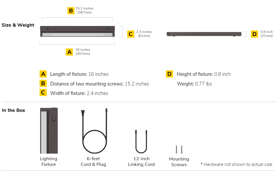Under cabinet lights specifications Bronze