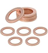 Wevdn 10 PCS Oil Drain Plug Gasket, 14mm Copper Crush Washer Oil Sealing Gaskets, Automotive Repl...