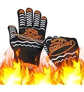932°F BBQ Grill Gloves, Extreme Heat Resistant Ove Gloves, Cut Resistant BBQ Gloves with Non-Slip...