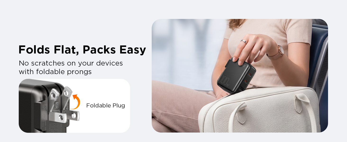 wegear 100W USB C Charger Block, 3-Port Foldable Slim GaN Wall Charger, Fast Laptop Charger
