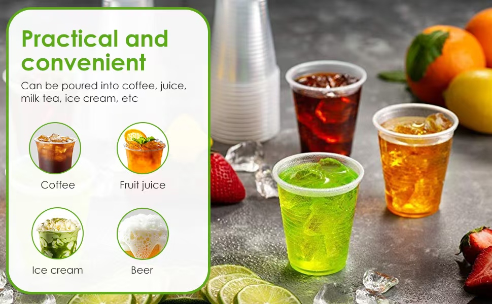 Plastic Cups, 100 Pack 9 Oz Clear Plastic Cups