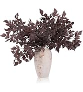 Hananona Artificial Cimicifuga Leaf Spray, Faux Burgundy Fall Greenery Branch with Long Stems for...