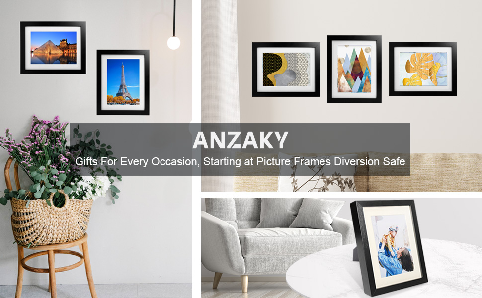 Photo Picture Frame Diversion Safe gift 5" x 7" Mat Wall Tabletop Tabletop simple elegant balck