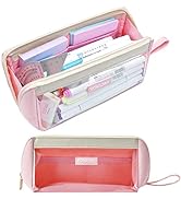 YOKUMA [Upgrade Clear Aesthetic Pencil Case Pouch for Girls Cute Kawaii Mark Pen Case Organizer L...