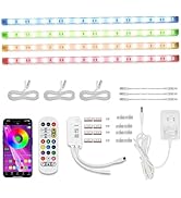 Cefrank Color Cabinet Lighting, 4pcs 16" Linkable RGB LED Light Bar Kit for Display Cabinet, Smar...