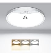hepside Motion Sensor Ceiling Light Wired, 3000K/4000K/6500K LED Flush Mount Ceiling Light Fixtur...