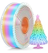 SUNLU Silk Rainbow PLA Filament, Multicolor Silk 3D Printer Filament 1.75mm +/- 0.02mm, Fast Colo...