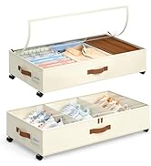 Yecaye Under Bed Storage with Wheels, 2Pack Under Bed Storage Containers, Under Bed Shoe Storage ...