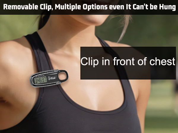 U-Trak 3D pedometer for walking with removable clip