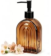 Amber Glass Soap Dispenser with Plastic Pump, 13.5Oz Refillable Liquid Farmhouse Soap Dispenser f...