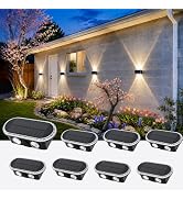 BlueYang Solar Fence Lights Outdoor, IP65 Waterproof Wall Lighting with Dual Focused Brighter LED...