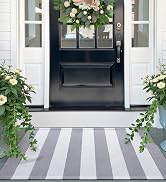 OLANLY Grey and White Striped Rug 2'4
