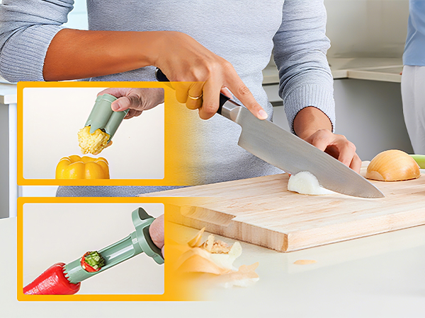 2 in 1 Red Bell Pepper Seed Corer Remover Tool