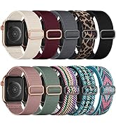 Maledan 10 Pack Stretchy Solo Loop Compatible with Apple Watch Band 38mm 40mm 41mm 42mm 44mm 45mm...