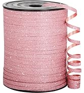 OMISELIO Pink Ribbon, 500 Yard Glitter Pink Curling Ribbon, Shiny Metallic Curling Ribbon for Gif...