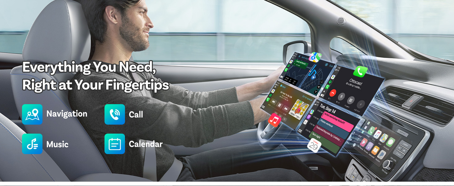 Ottocast Mini Slim Wireless CarPlay Adapter, Android Auto Wireless Dongle, 2-in-1 Car Adapter