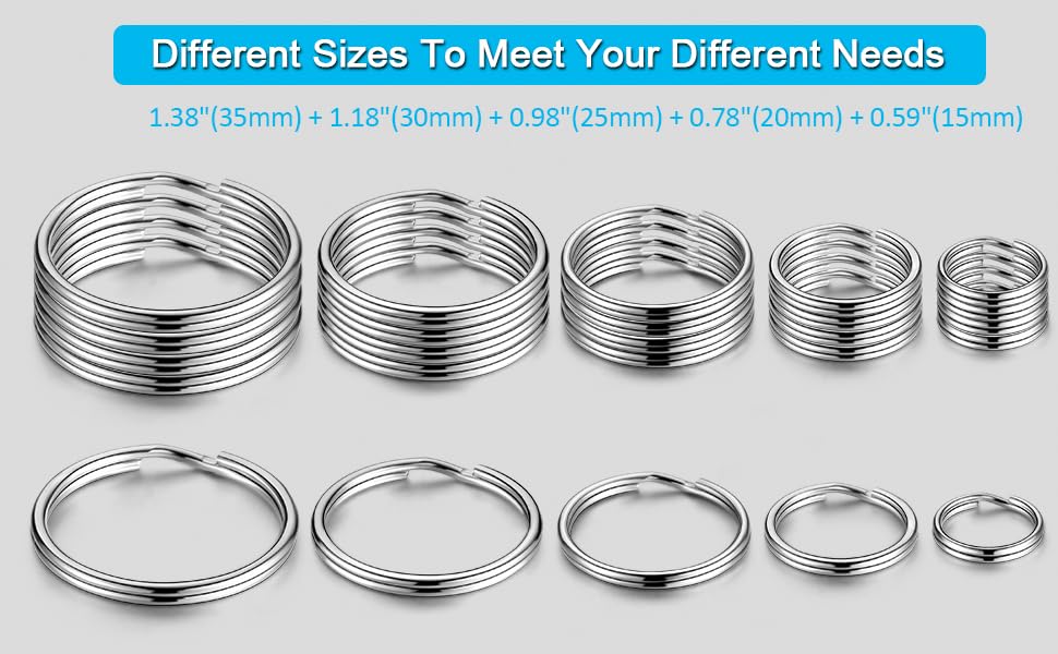 Key Ring Circle Assorted, Round Metal Keyring, for Dog Pet Collar DIY Tag Jewelry Car Key
