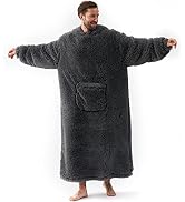 Eheyciga Wearable Blanket Hoodie, Shaggy Faux Fur with Big Handy Pockets and Sleeves for Adult as...