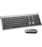 Wireless Keyboard and Mouse Combo - Ultra-Slim Design Full Size Quiet Keyboard with 3 DPI Adjusta...