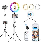 13" RGB Ring Light with 63" Stand and 2 Phone Holder, 53 lighting effects, Remote Shutter, Tablet...