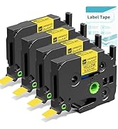 EazeID TZe-631 TZ 12mm 0.47 Laminated Black on Yellow Compatible with P Touch Label Tape TZe631 R...