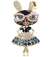 Rhinestone Lady Rabbit Brooch Pin for Women Girls Fashion Crystal Bunny Animal Brooches Lapel Pin...