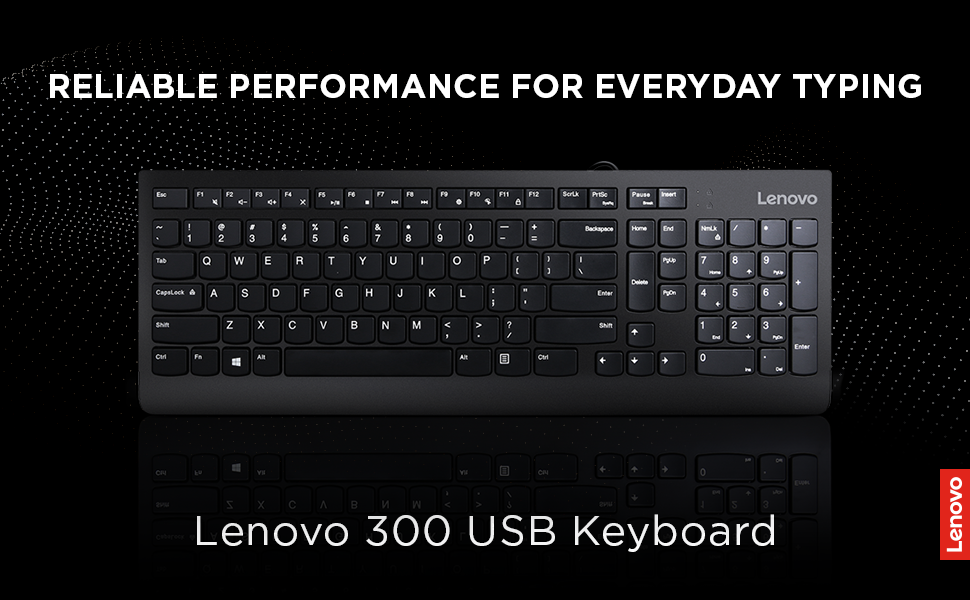 B07MMNVG4L Lenovo 300 USB Keyboard, Wired Black