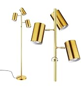 Ldeco Tree Floor Lamp for Living Room,Stepless Dimmable Gold Standing Tall Pole Lamp with 3 Bulbs...