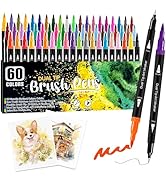 Kebuye Art Markers Pens Brush Tip - 60 Color Dual Brush Pen and Fine Tip Marker for Coloring Draw...