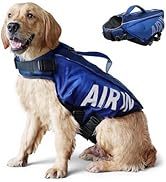 BECROWM Dog Life Jacket Ripstop Dogs Life Vest for Swimming Boating Dog Safety Vest Adjustable Pr...