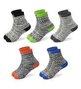 SPTRAMLE Boys Warm Socks, Kids Winter Crew Socks for Toddler Boys Girls(3-14 Years), 5 Pairs Thic...