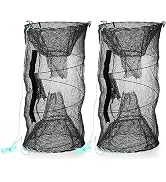 ZENFUN 2 Pcs Fishing Bait Trap, Crab Traps Minnow Traps, Crawfish Trap, Collapsible Net, Foldable...