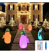SUPERNIGHT Halloween LED Inflatables Solar Penguin Outdoor Decorations, 2-Pack Solar Light with 1...