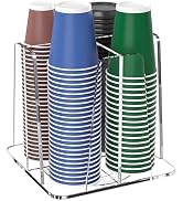 HOUSEDOMO Coffee Cup Organizer for Countertop - Rotating Plastic Cup Holder 4 Compartments Clear ...