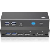 iArkPower DisplayPort KVM Switch 1 Monitor 2 Computers USB 3.0 KVM Switcher | 8K@60Hz 4K@144Hz DP...