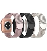 Steezrd 3 Pack Mesh Metal Bands Compatible with Apple Watch Band 38mm 40mm 41mm 42mm 44mm 45mm 49...