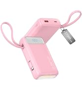 Nusyddy Portable Charger 27000mAh 22.5W w/Built-in Cable & LED Display Pink | 22.5W Fast Charging...