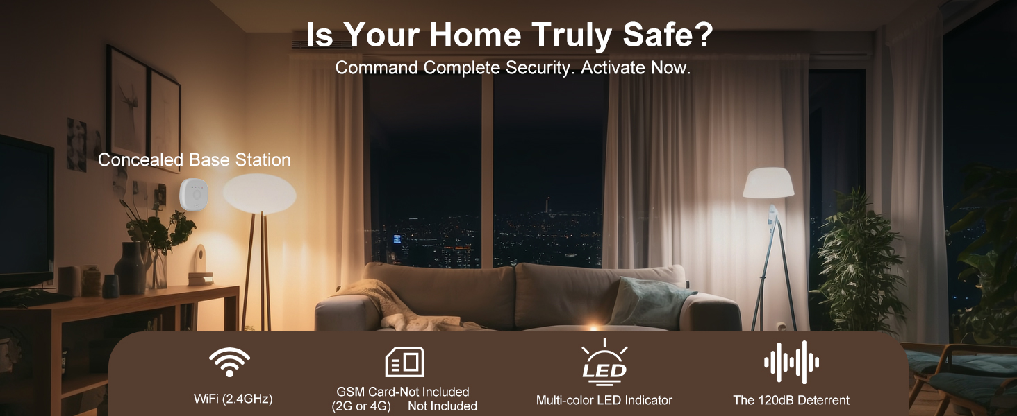 Wireless Home Security System with Wireless 24/7 Professional Monitoring - No Contract - Alexa