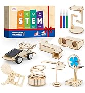 8 in1 STEM Science Kit for Kids Age 8-14, Wooden Physics Experiments & Solar Engineering Kits, Bu...