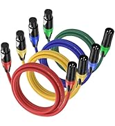 Jozzai XLR Cable 10ft 4 Packs - Premium Balanced Microphone Cable with 3-Pin XLR Male to Female M...