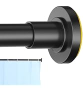 CorkLatta Shower Curtain Rod 31 to 80 Inch,1 Inch Diameter Adjustable Matte Black Spring tension ...