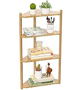 Wisuce Bamboo Corner Shelf, 4 Tier Stackable Shower Corner Shelves, Corner Stand Storage Shelf, S...