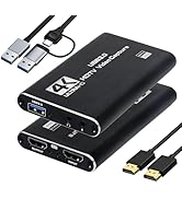 4K HDMI Capture Card for Streaming & Gaming, USB 3.0 Audio Video Capture Device 1080P 60FPS, Low ...