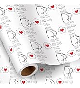 RUSPEPA Funny Valentine's Day Wrapping Paper Roll, Mini Roll, Love You and Your Tooty Booty Gag G...