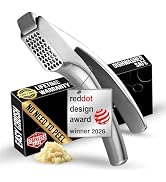Lifetime Replacement Garlic Press Stainless Steel No Need to Peel, Detachable Handle for Coarse M...