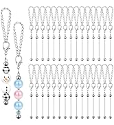 FDKYOEK 30 PCS Beadable Keychain Bars Bulk, Metal Blank Keychain Bars for Beads, DIY Beaded Key C...