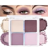 HHLTOH 4 Colors Light Violet Pink Purple Brown Eye Shadow Powder Palette Makeup, Neutral Matte Sh...